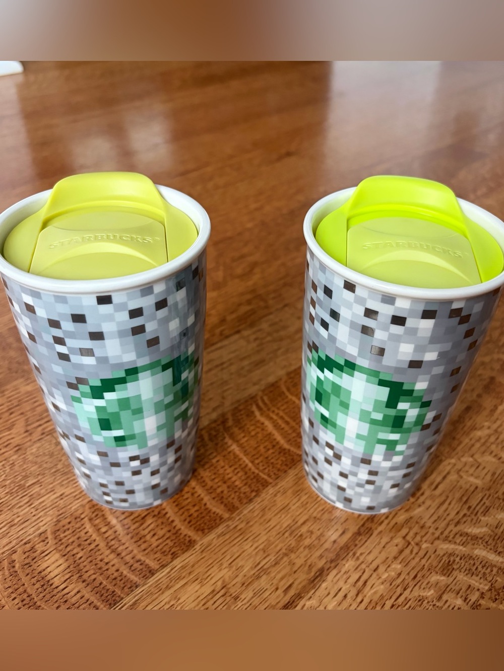 Lot of 2 Starbucks Rodarte Pixel Tumbler 2012 Holiday Ceramic Travel Mug 12oz